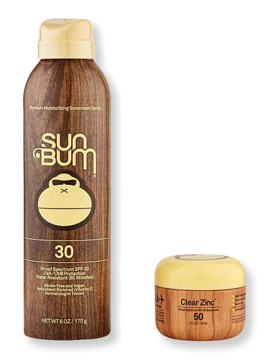 Sun Bum Sun Bum SPF 30 Sunscreen Spray 6 oz & SPF 50 Clear Zinc Oxide Body Sunscreens 