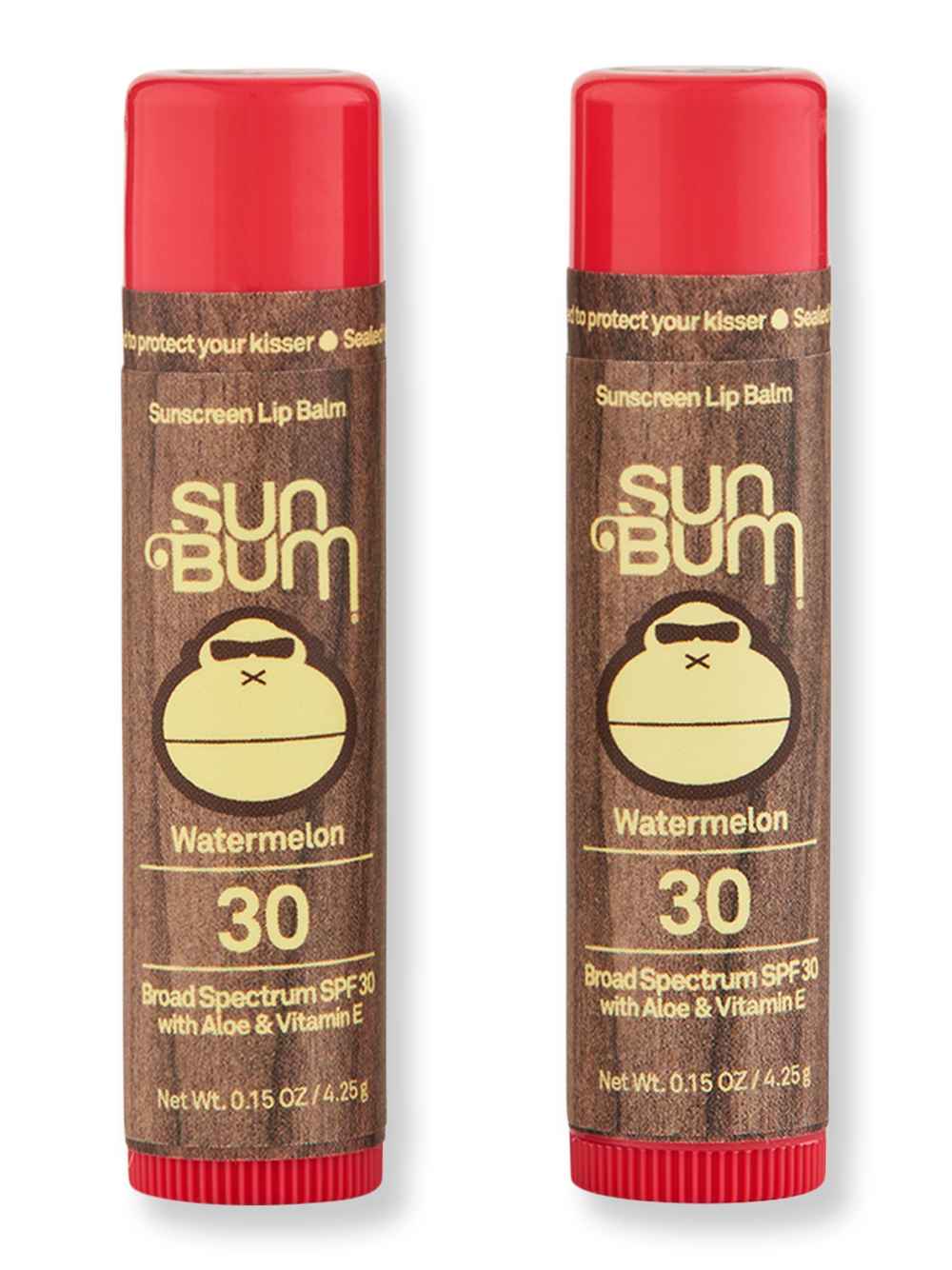 Sun Bum Sun Bum SPF 30 Watermelon Lip Balm 2 Ct 0.15 oz Lip Treatments & Balms 