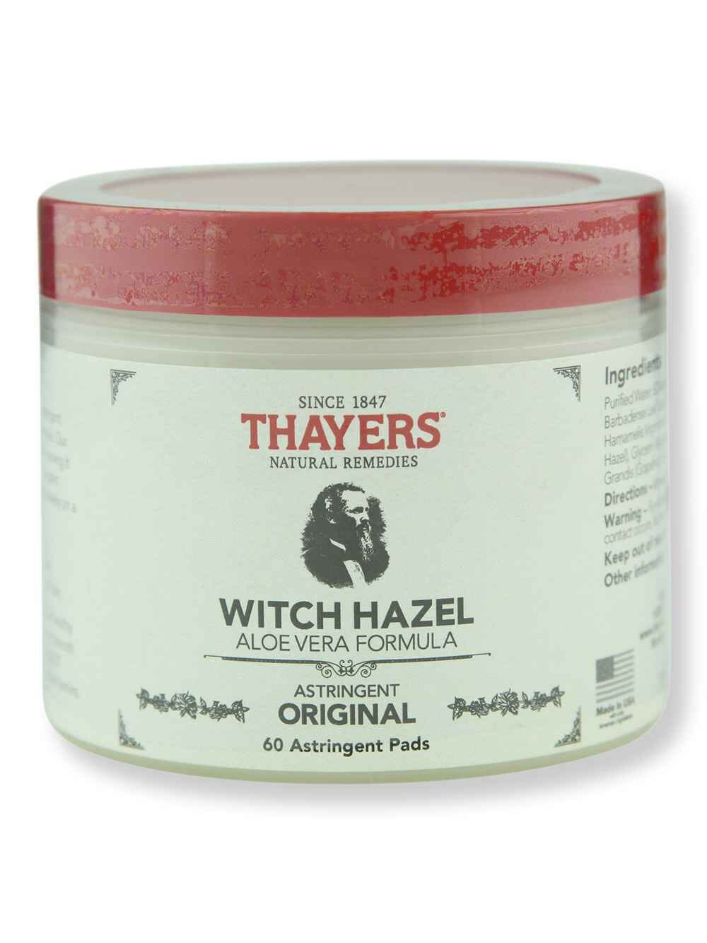 Thayer's Thayer's Original Witch Hazel Astringent Pads with Aloe Vera 60 ct Face Cleansers 